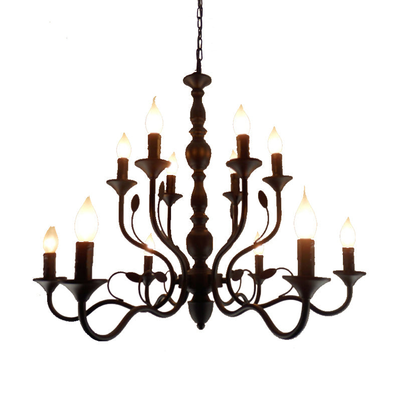 Classic Arm Hanging Chandelier With Curvy Design - 10/12/16 Bulbs Metal Suspension Pendant Lamp In