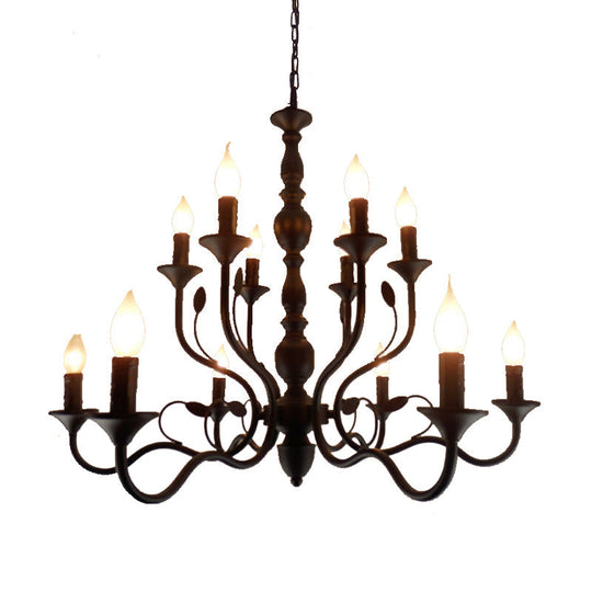 Classic Arm Hanging Chandelier With Curvy Design - 10/12/16 Bulbs Metal Suspension Pendant Lamp In