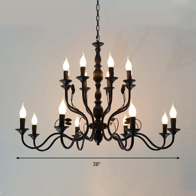 Classic Arm Hanging Chandelier With Curvy Design - 10/12/16 Bulbs Metal Suspension Pendant Lamp In