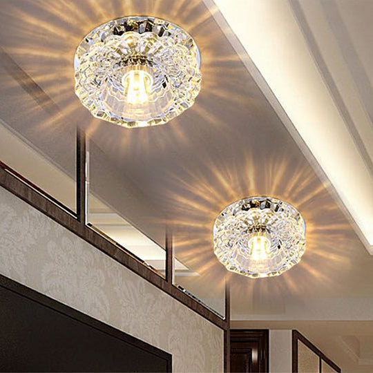 Clear Crystal Floral Flush Mount Ceiling Fixture