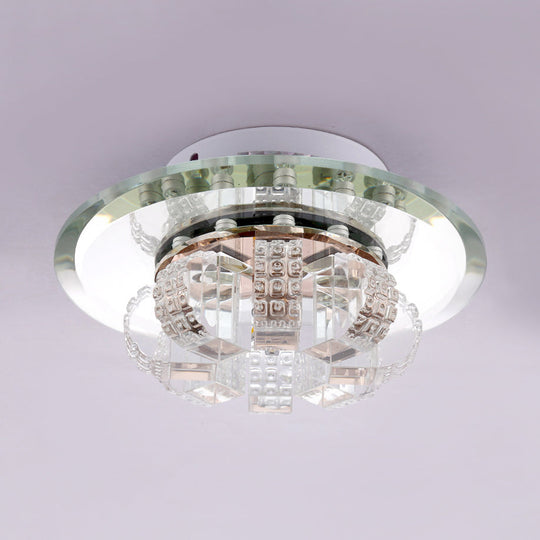 Clear Crystal Flush Mount Ceiling Light - Round Fixture