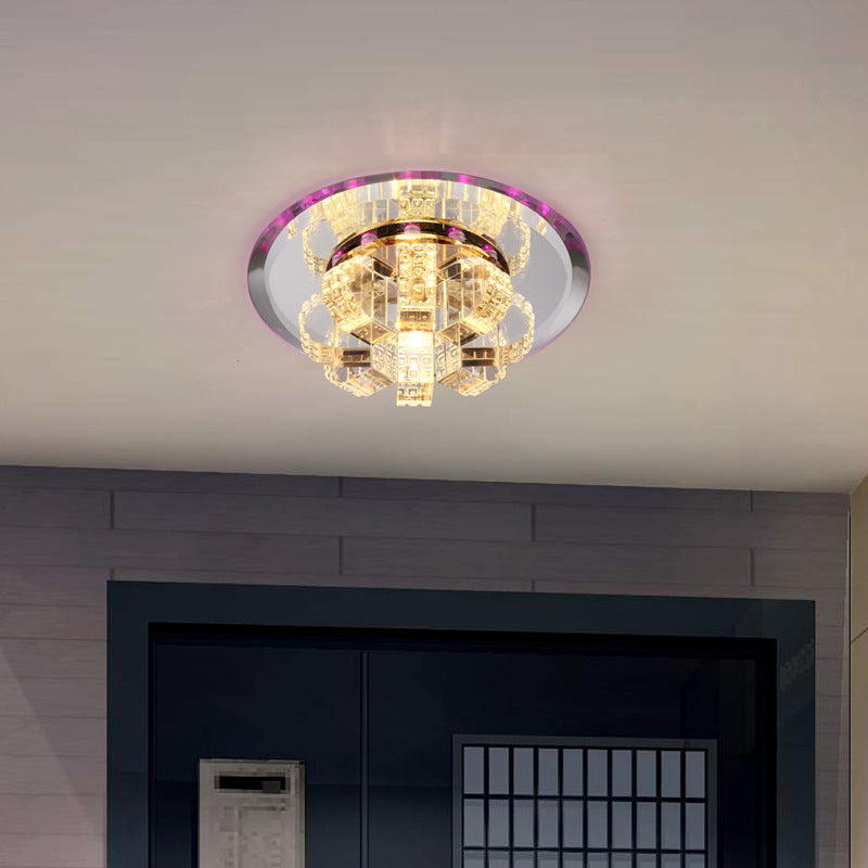 Clear Crystal Flush Mount Ceiling Light - Round Fixture
