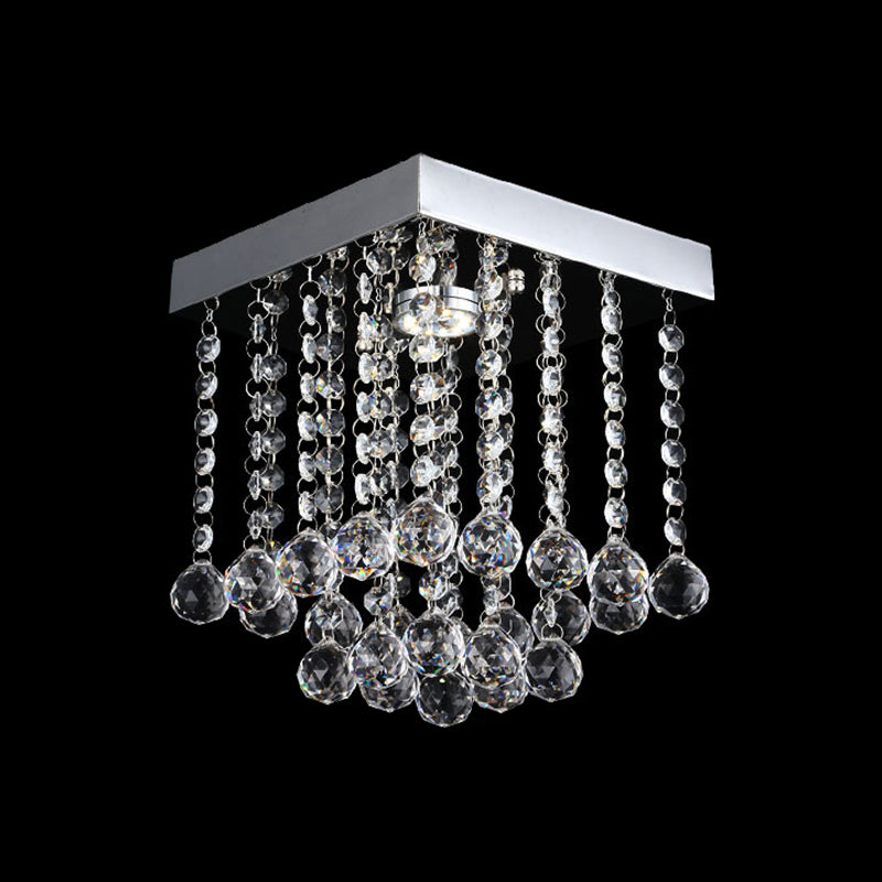 Chrome Crystal Flush Mount Ceiling Light Fixture with Cascading Crystal Balls
