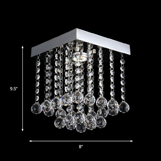 Chrome Crystal Flush Mount Ceiling Light Fixture with Cascading Crystal Balls