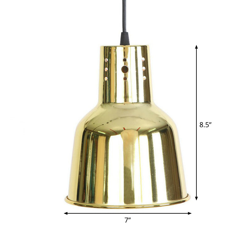 Vintage Gold Pendant Light With Single Head And Vent Hole - Perfect For Living Room Down Lighting