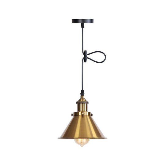 Industrial Cone Pendant Light In Black/Copper/Rust With Cord Grip - Single-Bulb Kitchen Bar Lighting
