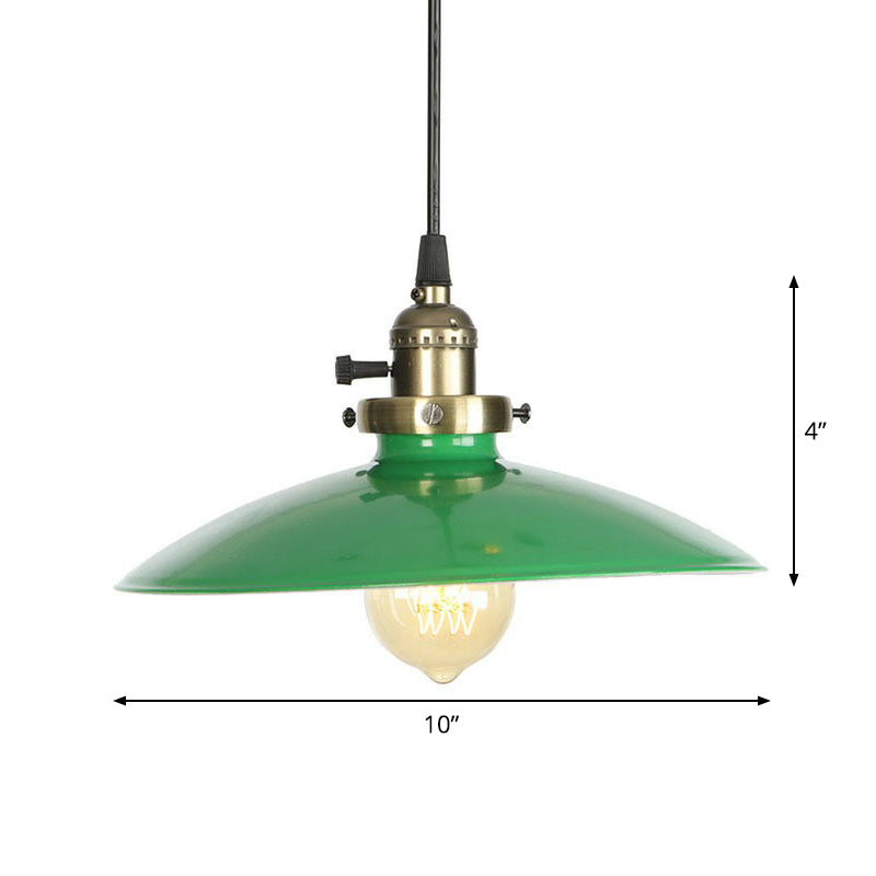 Suspension en fer vert avec 1 lumière - Luminaire suspendu de style loft
