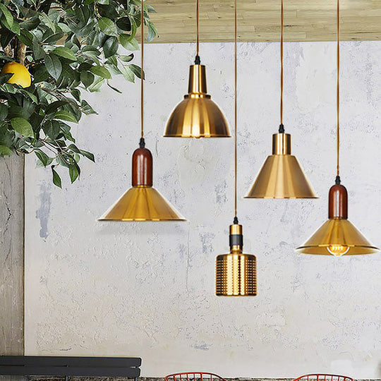 Antiqued Iron Bronze Ceiling Pendant Light - Disc/Dome/Cone Design, Single-Bulb, Ideal for Dining Room