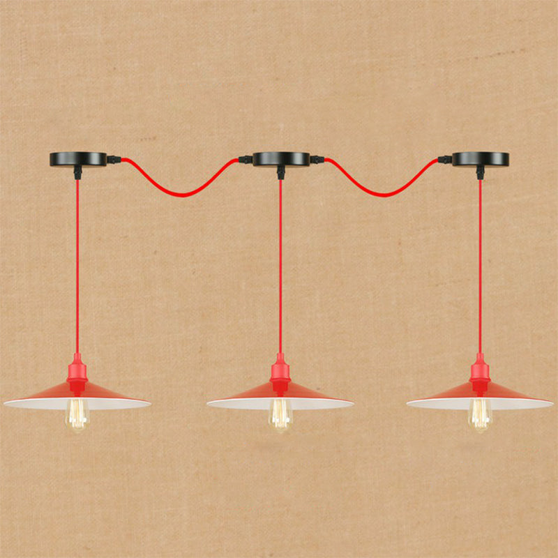 Suspension élégante en métal rouge pour salon - Design Swag à 1 ou 3 têtes