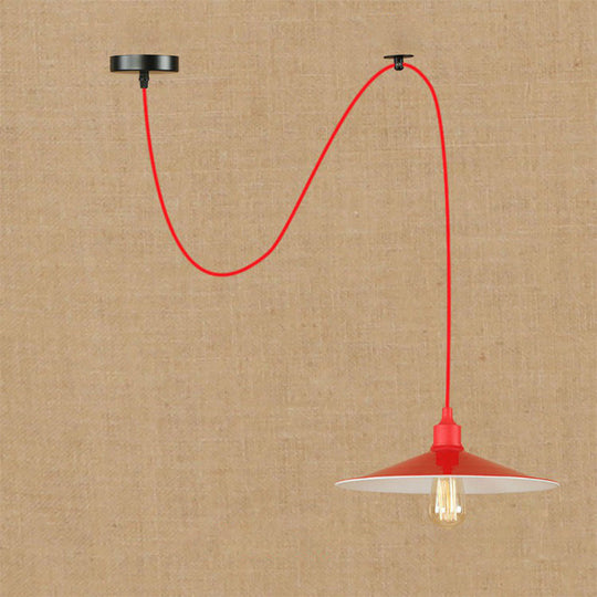 Suspension élégante en métal rouge pour salon - Design Swag à 1 ou 3 têtes
