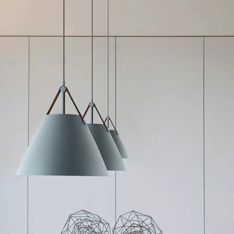 Nordic Single Ceiling Pendant - 10.5/14 W Grey/White/Black Frustum Hanging Lamp With Metal Shade &