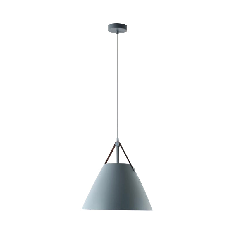 Nordic Single Ceiling Pendant - 10.5/14 W Grey/White/Black Frustum Hanging Lamp With Metal Shade &
