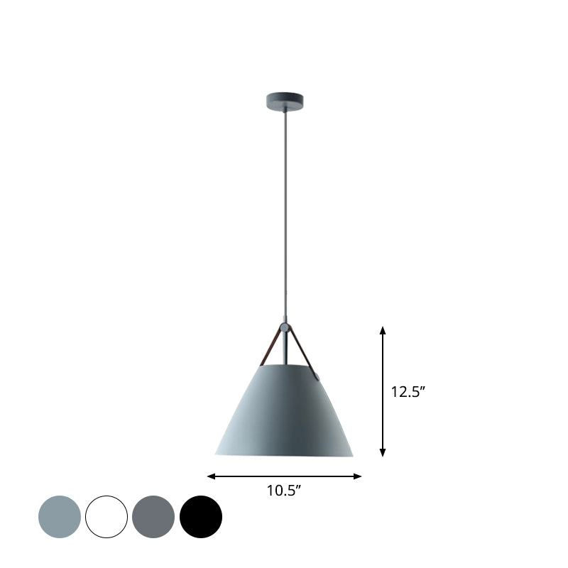 Nordic Single Ceiling Pendant - 10.5/14 W Grey/White/Black Frustum Hanging Lamp With Metal Shade &