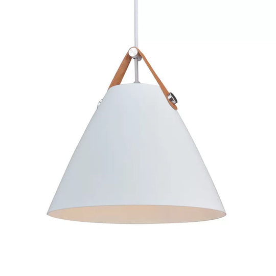Nordic Single Ceiling Pendant - 10.5/14 W Grey/White/Black Frustum Hanging Lamp With Metal Shade &