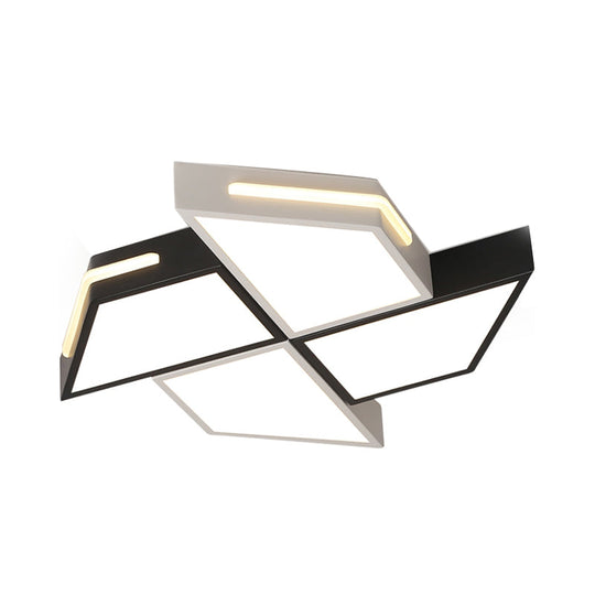 Minimalist Windmill Ceiling Light - Acrylic Flush Mount Fixture for Bedroom (Black/White)