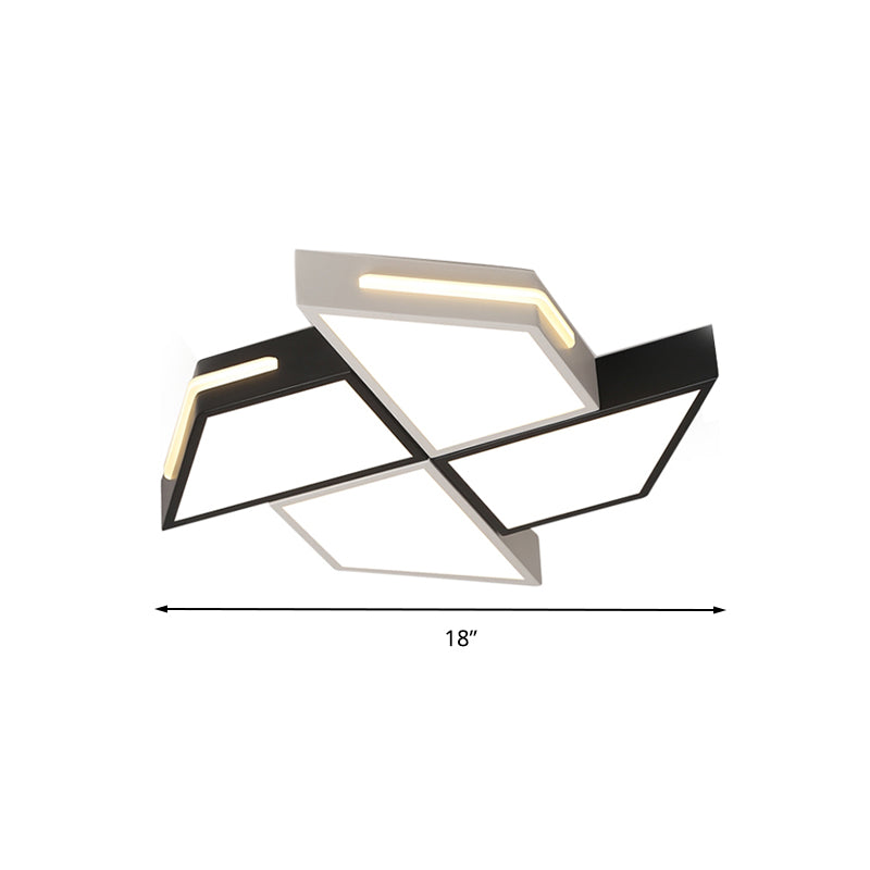 Minimalist Windmill Ceiling Light - Acrylic Flush Mount Fixture for Bedroom (Black/White)