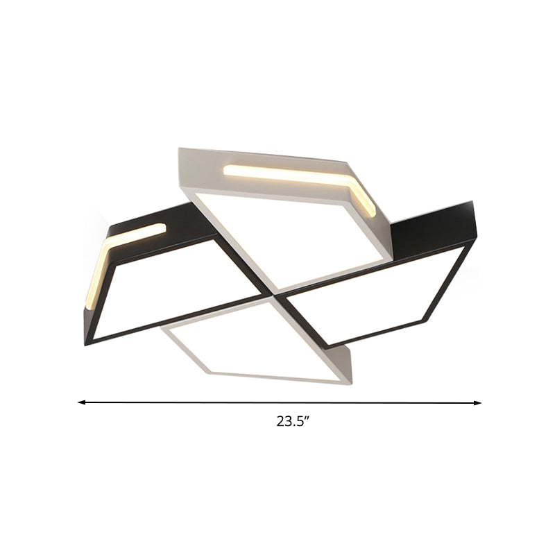 Minimalist Windmill Ceiling Light - Acrylic Flush Mount Fixture for Bedroom (Black/White)