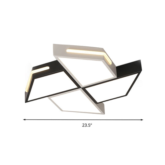 Minimalist Windmill Ceiling Light - Acrylic Flush Mount Fixture for Bedroom (Black/White)