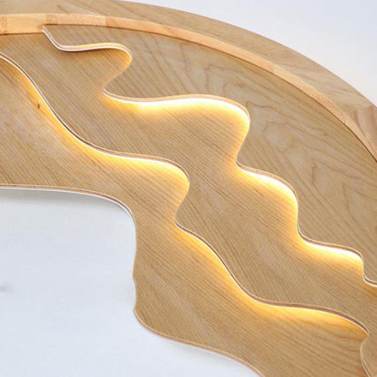 Modern Wood Flush Mount Led Fixture - Ring Design Multiple Options For Bedroom Lighting Beige/White