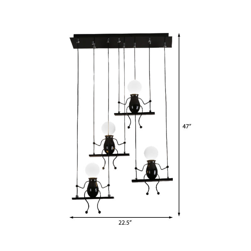 Little People Multi Pendant Light Fixture - Contemporary Metal Hanging In Black 3/4/6 Bulbs