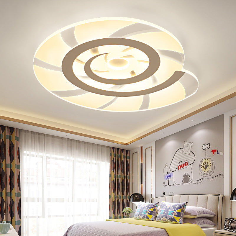 White Acrylic Snail Shell LED Ceiling Light - Perfect for Kid's Bedroom!