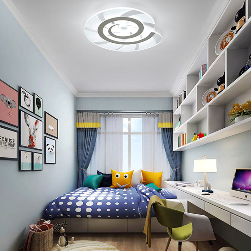 White Acrylic Snail Shell LED Ceiling Light - Perfect for Kid's Bedroom!