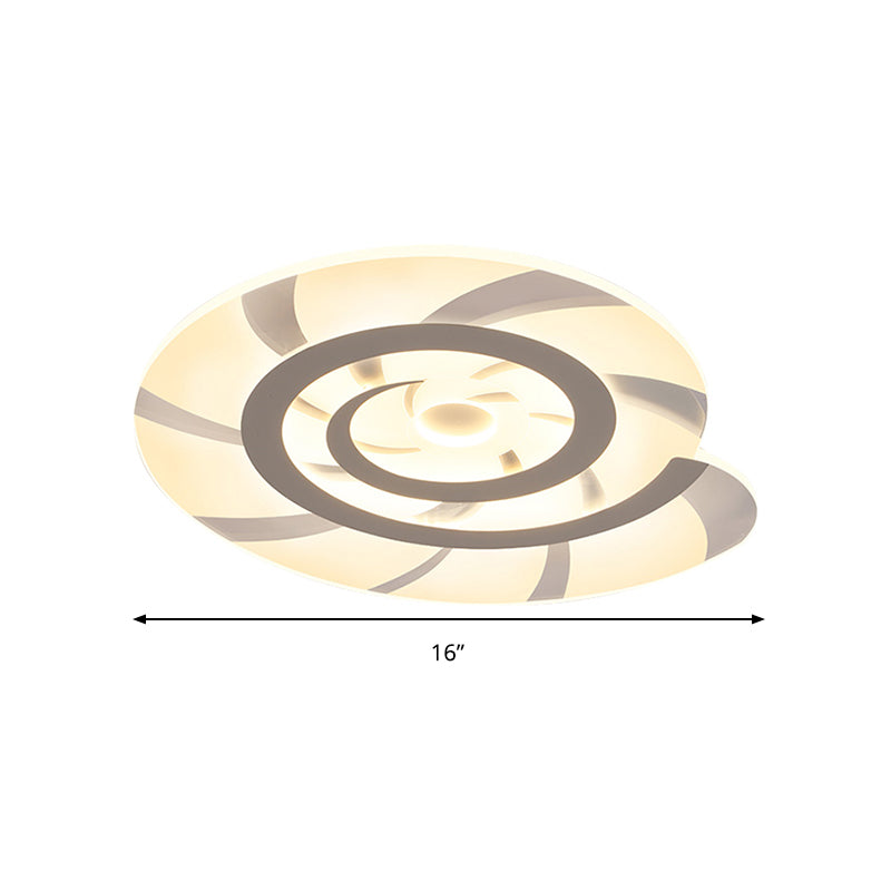 White Acrylic Snail Shell LED Ceiling Light - Perfect for Kid's Bedroom!