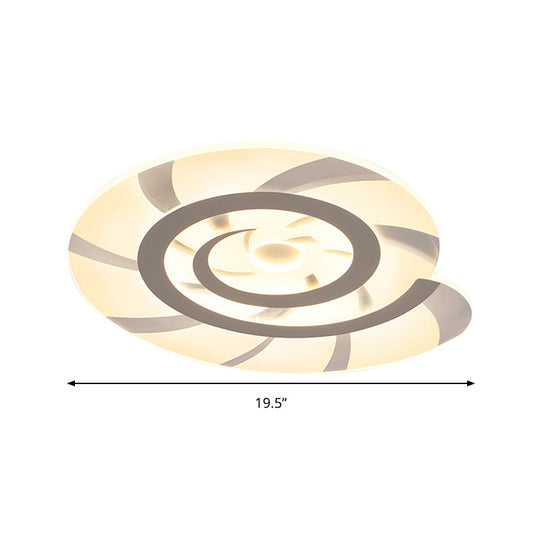 White Acrylic Snail Shell LED Ceiling Light - Perfect for Kid's Bedroom!