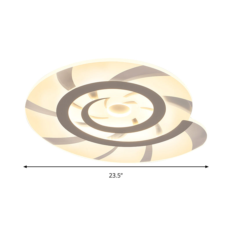 White Acrylic Snail Shell LED Ceiling Light - Perfect for Kid's Bedroom!