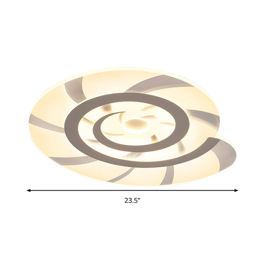 White Acrylic Snail Shell Led Ceiling Light - Perfect For Kids Bedroom!