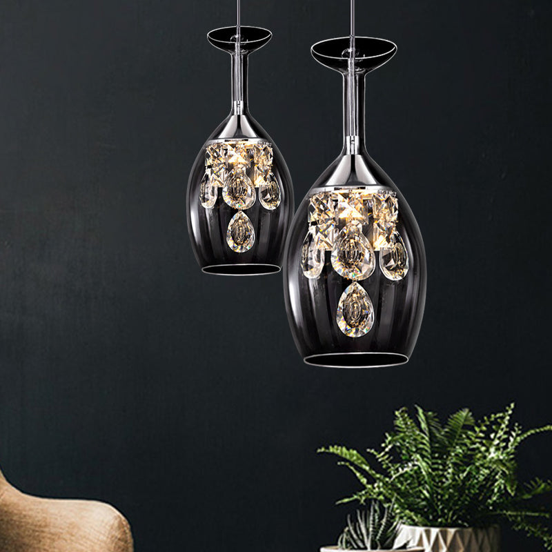 Dome Glass Pendant Light With Crystal Accents - Clear Shade | Ceiling