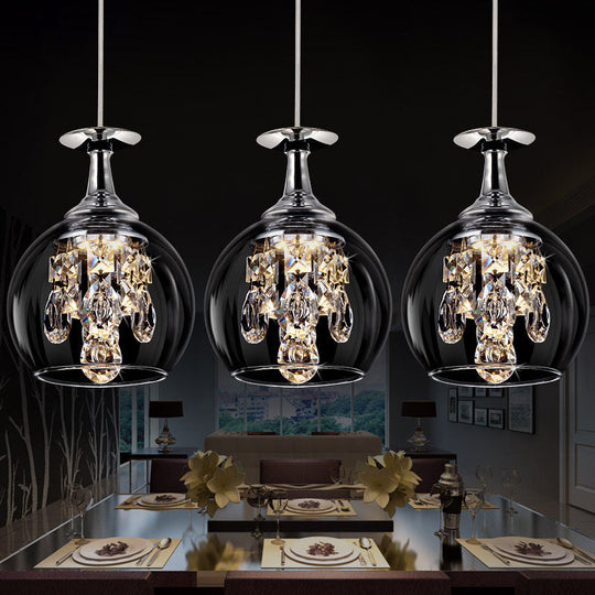 Dome Glass Pendant Light With Crystal Accents - Clear Shade | Ceiling