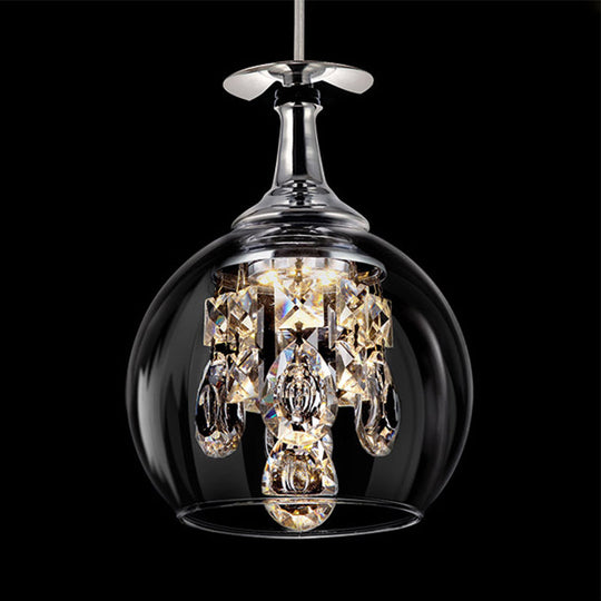 Dome Glass Pendant Light With Crystal Accents - Clear Shade | Ceiling