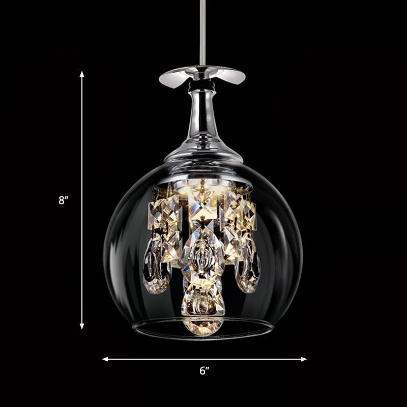 Dome Glass Pendant Light With Crystal Accents - Clear Shade | Ceiling