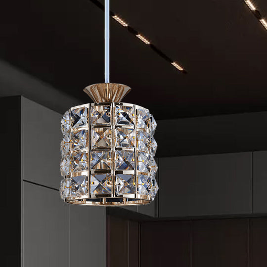 Contemporary Crystal Drum Pendant Light Set with Metal Frame - Ideal for Balcony