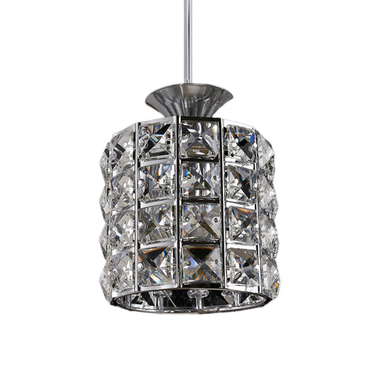Contemporary Crystal Drum Pendant Light Set with Metal Frame - Ideal for Balcony