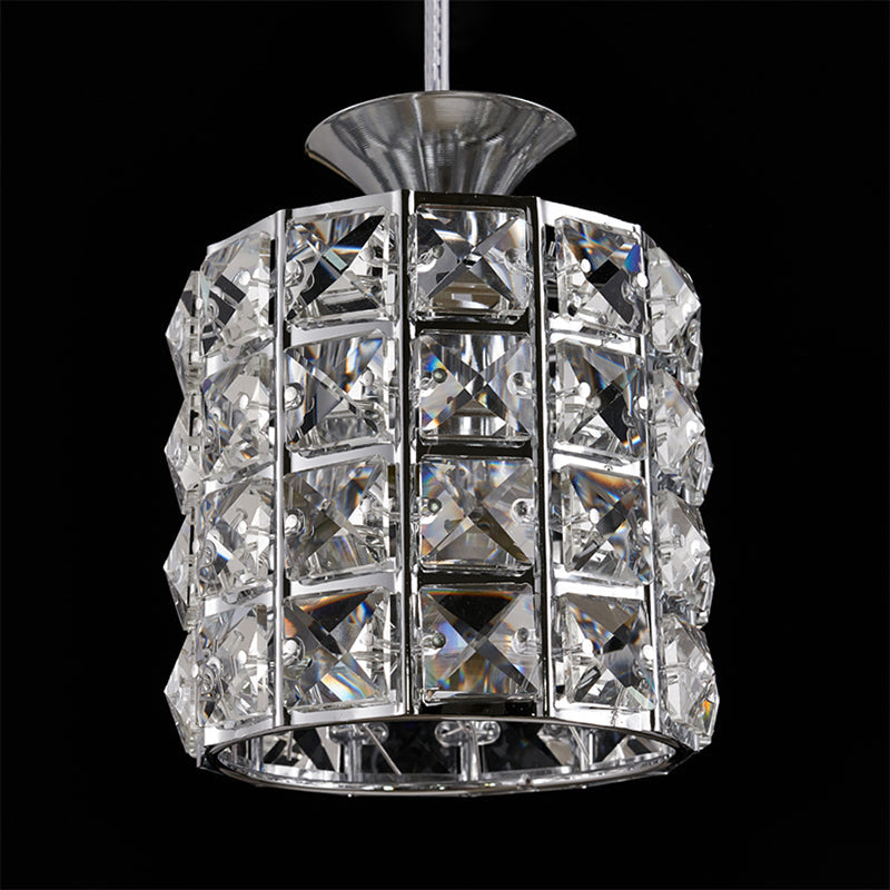 Contemporary Crystal Drum Pendant Light Set with Metal Frame - Ideal for Balcony