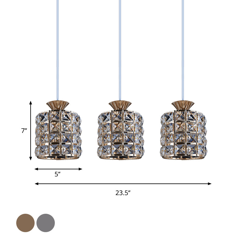 Metal Frame Crystal Drum Pendant Light For Balcony Ceiling