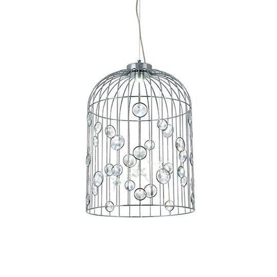 Bird Cage Pendant Chandelier With Crystal Bead Deco Dining Room Lighting
