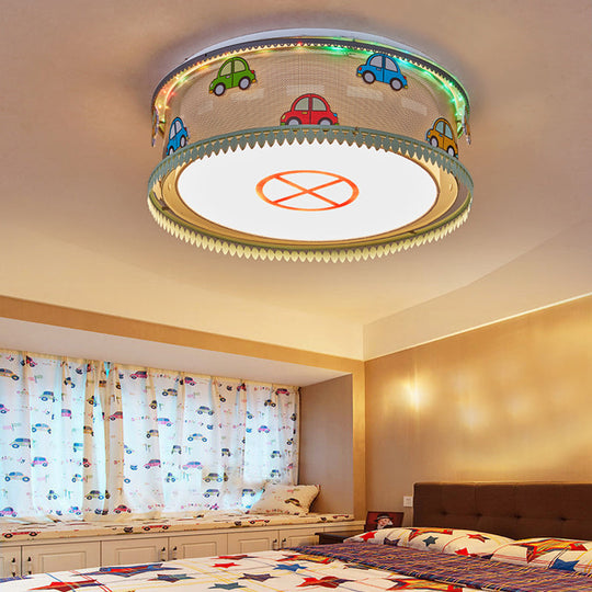 Kid's Drum Bedroom Ceiling Light – Fun Cartoon Design with Multi Color Flush Mount