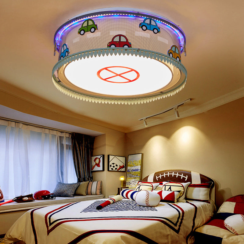 Kid's Drum Bedroom Ceiling Light – Fun Cartoon Design with Multi Color Flush Mount