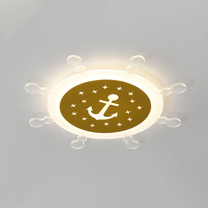Seaside Anchor Ceiling Light in Yellow for Bedroom - Acrylic Flush Mount Fixture