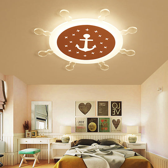 Seaside Anchor Ceiling Light In Yellow For Bedroom - Acrylic Flush Mount Fixture Pink / 18 Warm