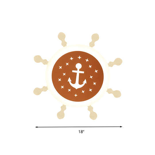 Seaside Anchor Ceiling Light in Yellow for Bedroom - Acrylic Flush Mount Fixture