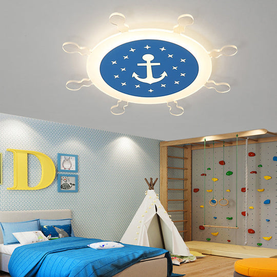 Seaside Anchor Ceiling Light in Yellow for Bedroom - Acrylic Flush Mount Fixture