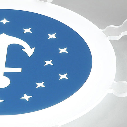 Seaside Anchor Ceiling Light in Yellow for Bedroom - Acrylic Flush Mount Fixture