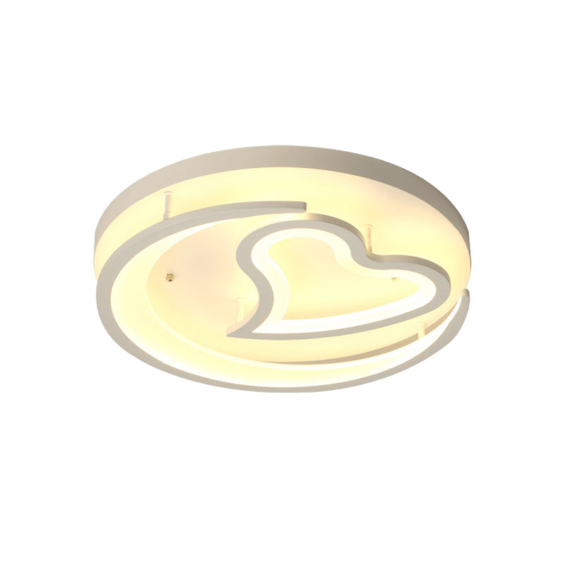Heart Acrylic Modern Round Ceiling Light for Bedroom Flush Mount