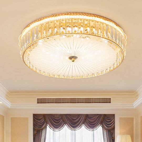 Modern White Glass Ceiling Flush Mount Spotlight with Crystal Block - Perfect for Bedrooms