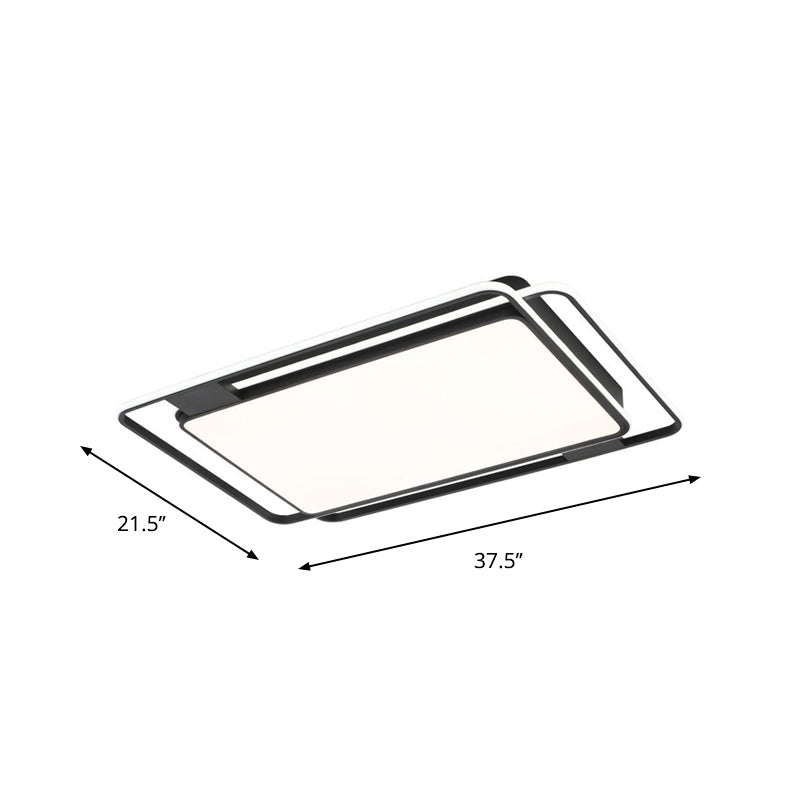 Modern LED Acrylic Ceiling Flushmount Lighting in Warm/White Light for Bedroom - Black Square/Round/Rectangle Design