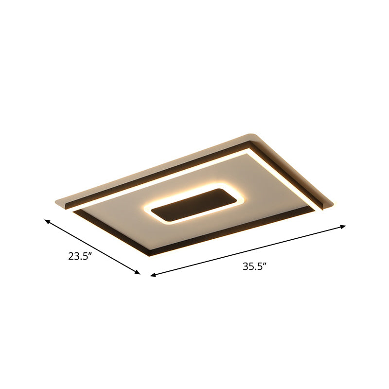 Modern Black Led Flush-Mount Ceiling Lamp With Acrylic Shade - Living Room Light White/3 Color